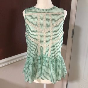 [free people] Gauzy Green and Cream Striped Top